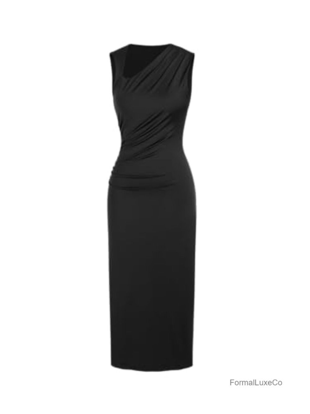 CIDER Women's Formal Maxi Dress Asymmetrical Neck Ruched Bodycon
